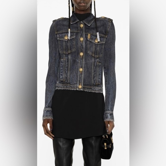 Balmain black denim jacket 40 - Picture 2 of 5